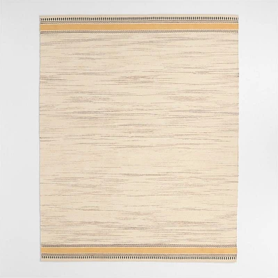 Border Stripe Savannah Yellow Chenille Kids Area Rug 5x8
