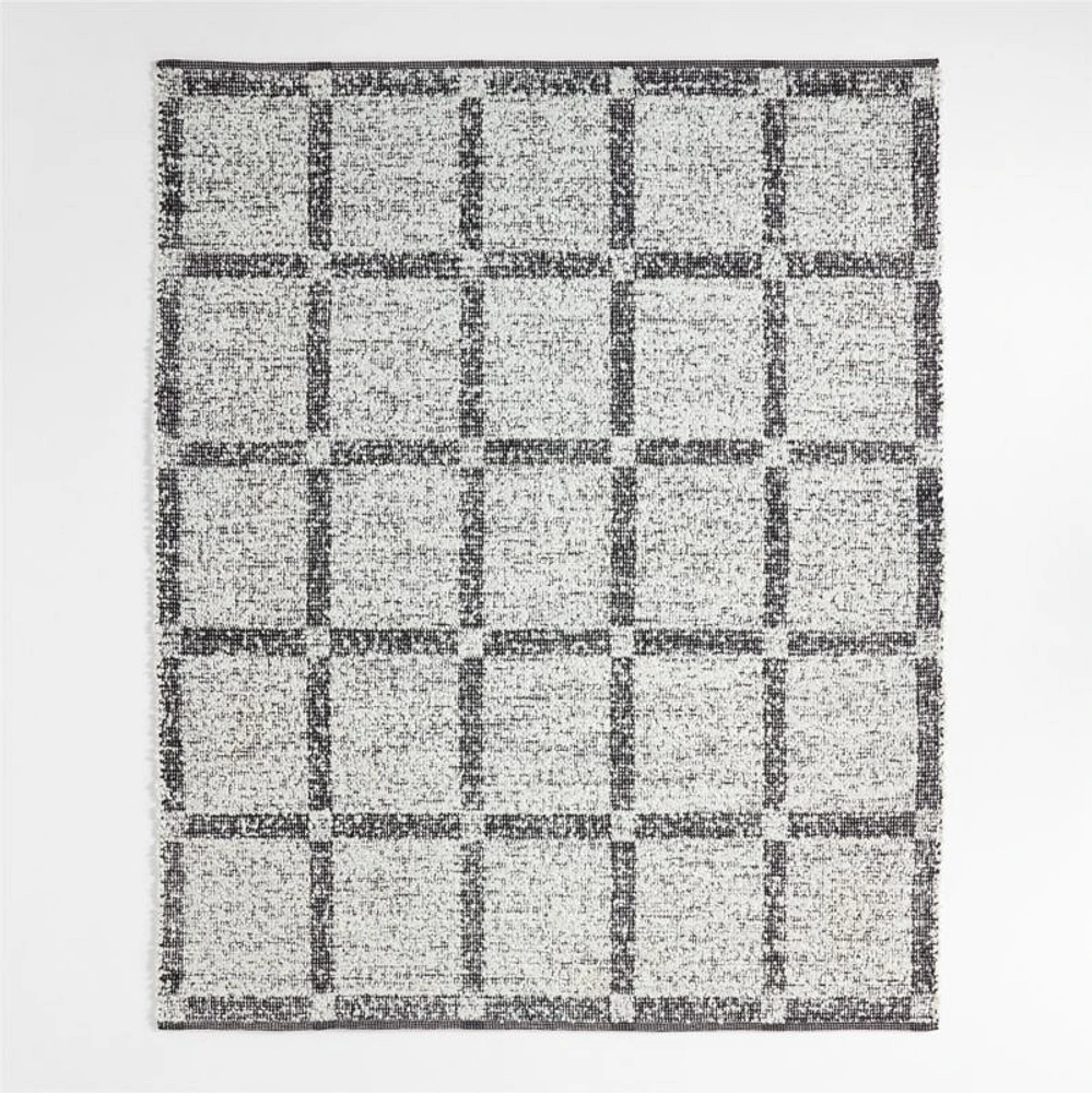 Boucle Black Handwoven Flatweave Kids Performance Area Rug 5'x8'
