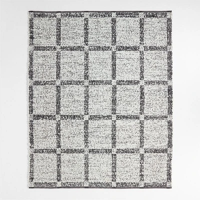 Boucle Black Handwoven Flatweave Kids Performance Area Rug 5'x8'