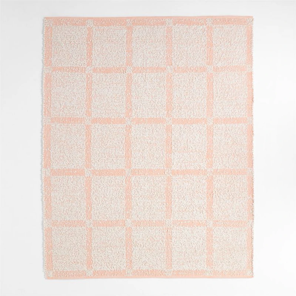 Boucle Elegant Pink Handwoven Flatweave Kids Performance Area Rug 5x8