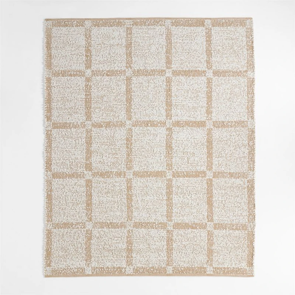 Boucle Stone Tan Handwoven Flatweave Kids Performance Area Rug 5'x8'