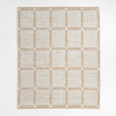 Boucle Stone Tan Handwoven Flatweave Kids Performance Area Rug 5'x8'