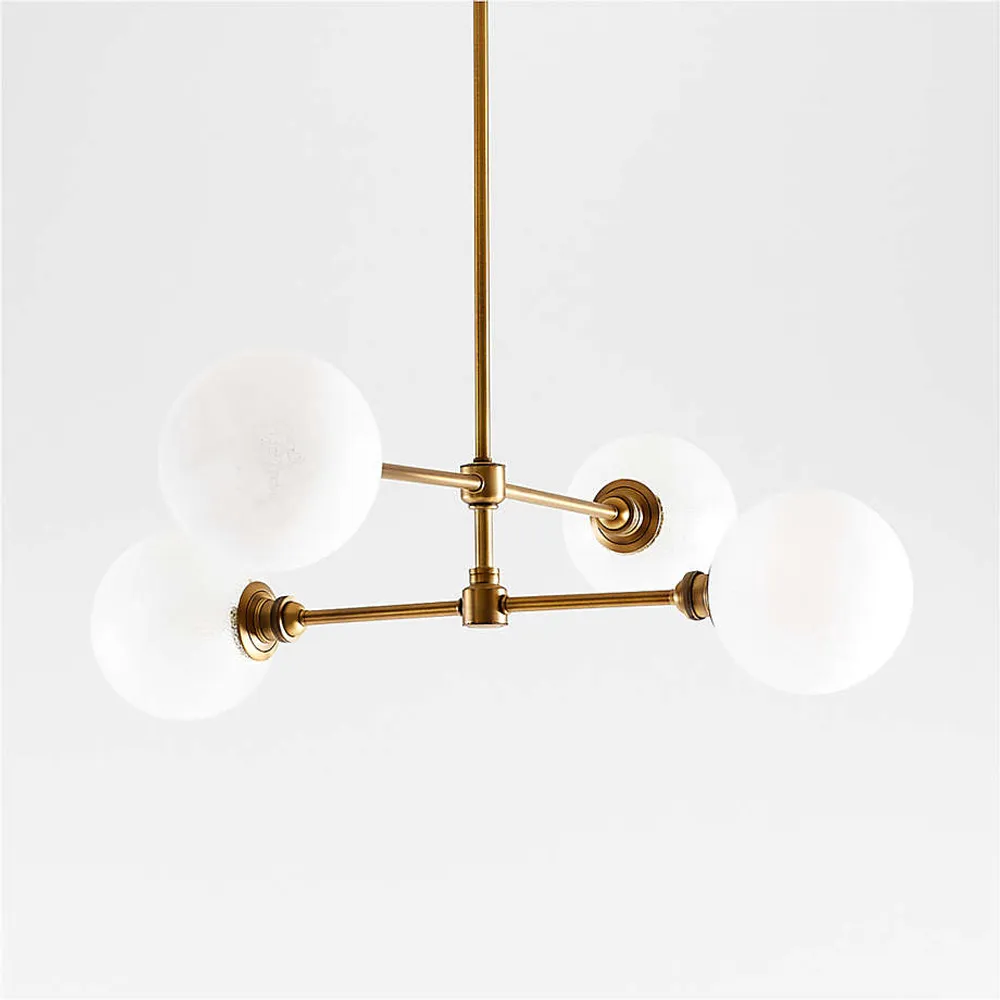 Arren Brass Chandelier Light with Round Clear Glass Shades +