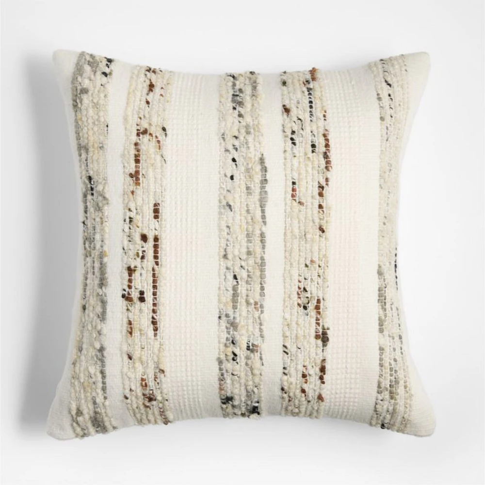 Bozeman Wool Blend 23x23 Arctic Ivory Throw Pillow Cover