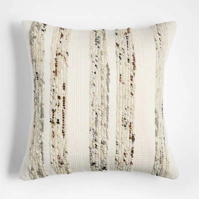 Bozeman Wool Blend 23x23 Arctic Ivory Throw Pillow Cover