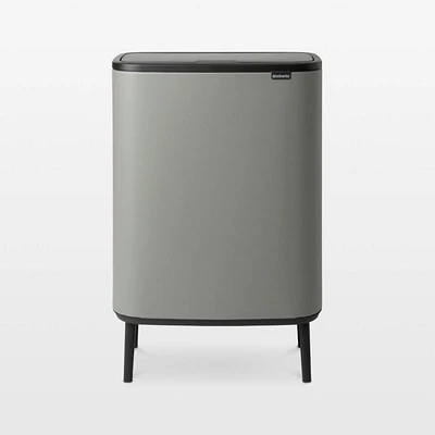 Brabantia Bo Hi Touch Top Dual Compartment Trash Can, Mineral Concrete Gray , 2 x 8 Gallon