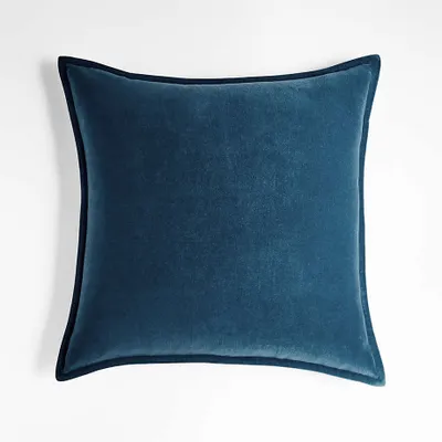 Deep Sea 20" Washed Organic Cotton Velvet Pillow with Feather Insert