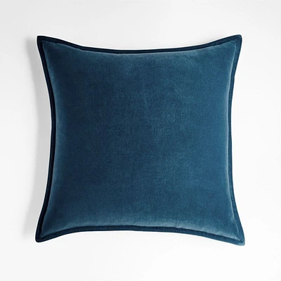 Deep Sea 20" Washed Organic Cotton Velvet Pillow with Feather Insert
