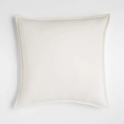 Ivory 20" Washed Organic Cotton Velvet Pillow Cover with Feather Insert