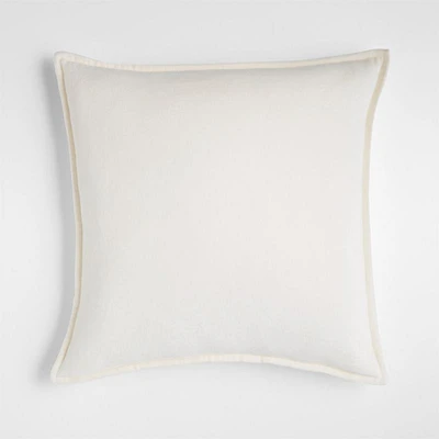 Ivory 20" Washed Organic Cotton Velvet Pillow Cover with Feather Insert