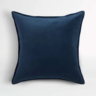 Indigo 20" Washed Organic Cotton Pillow with Feather Insert