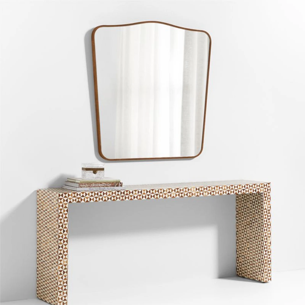 Briars Brown Suede Border Mantel Mirror by Jake Arnold 41"