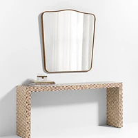 Briars Brown Suede Border Mantel Mirror by Jake Arnold 41"