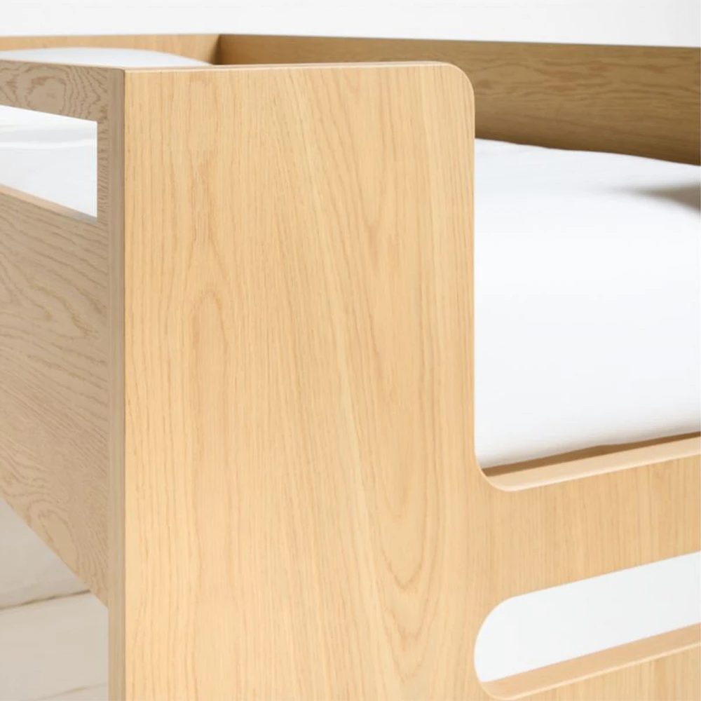 Bridgeman Natural Oak Wood Kids Twin Bunk Bed with Storage