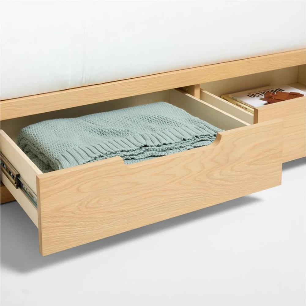 Bridgeman Natural Oak Wood Kids Twin Bunk Bed with Storage