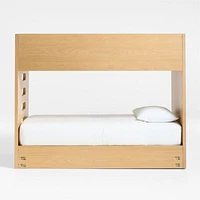 Bridgeman Natural Oak Wood Kids Twin Bunk Bed with Storage