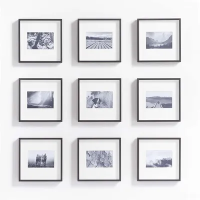 9-Piece Brushed Black 4x6 Gallery Wall Frame Set
