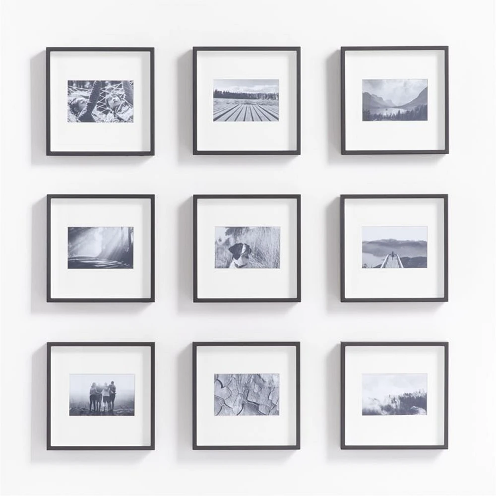 9-Piece Brushed Black 4x6 Gallery Wall Frame Set