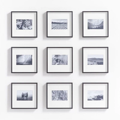 9-Piece Brushed Black 4x6 Gallery Wall Frame Set