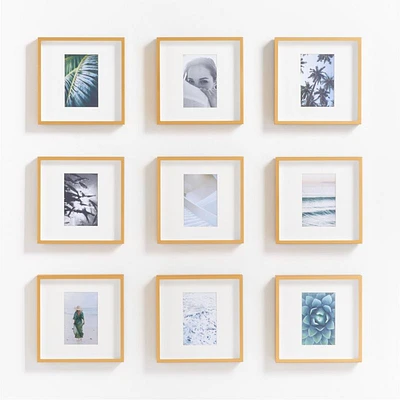 9-Piece Brushed Brass 4x6 Gallery Wall Frame Set
