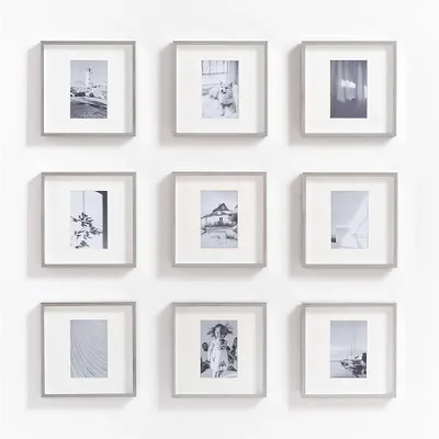 9-Piece Brushed Silver 4x6 Gallery Wall Frame Set