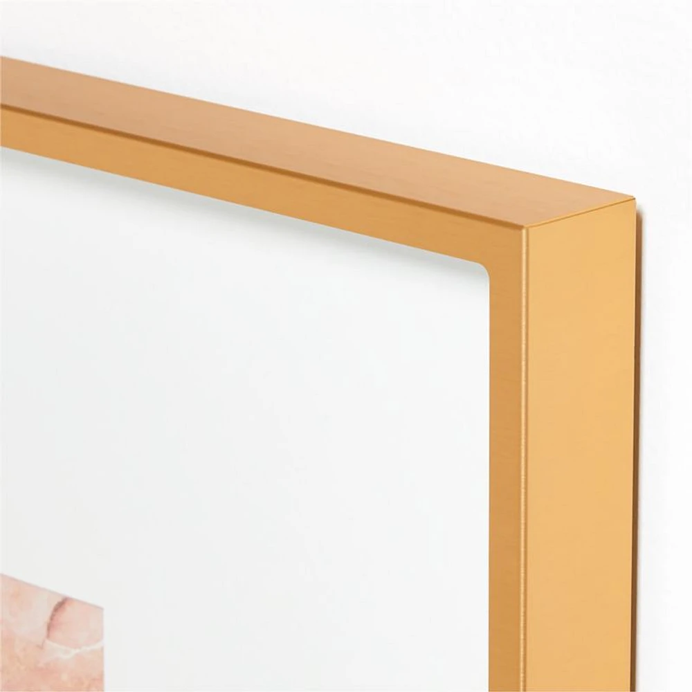 Brushed Brass Metal Picture Frame with Vertical White Mat 4x6