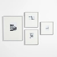 Brushed Silver Metal Picture Frame with White Mat 8x10