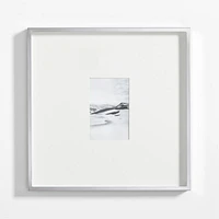 Brushed Silver Metal Picture Frame with Vertical White Mat 4x6