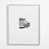 Brushed Silver Metal Picture Frame with White Mat 8x10