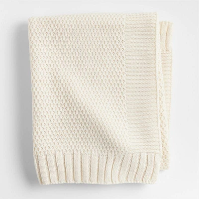 Bubble Knit Arctic Ivory Baby Stroller Blanket