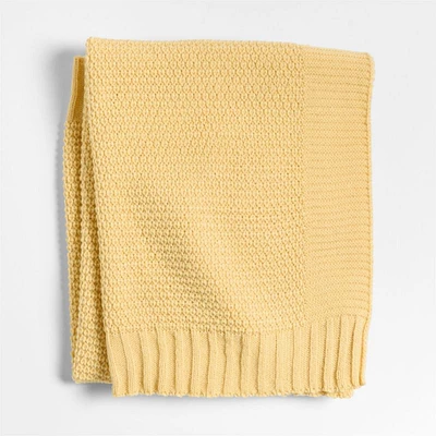 Bubble Knit Straw Yellow Baby Stroller Blanket