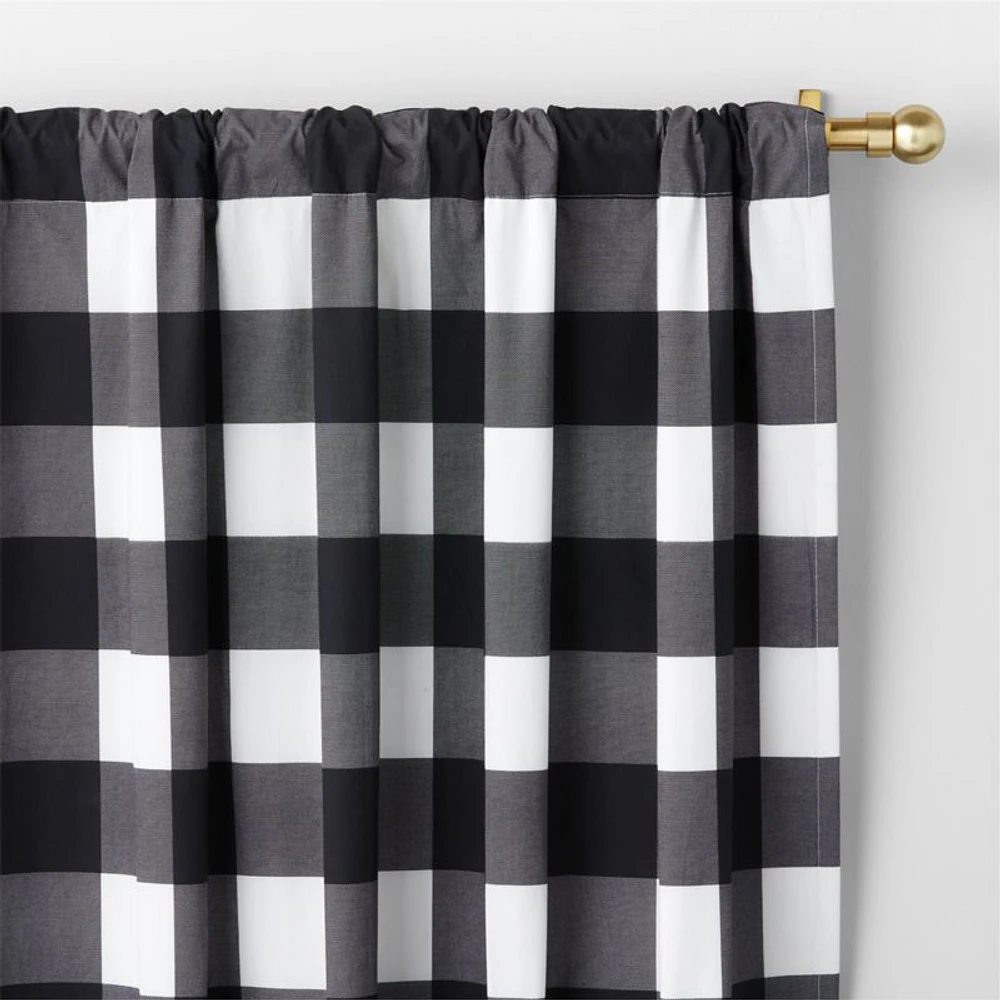 Black Buffalo Check Cotton Blackout Window Curtain Panel 44"x63"