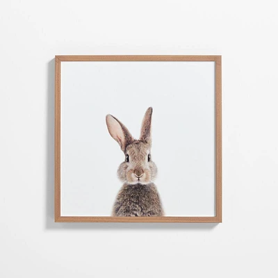 Baby Bunny Walnut Wood Framed Wall Art Print