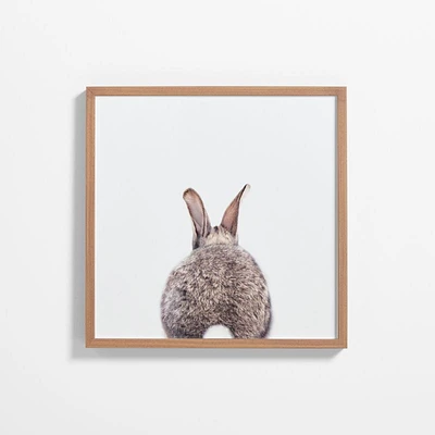 Baby Bunny Tail Walnut Wood Framed Wall Art Print