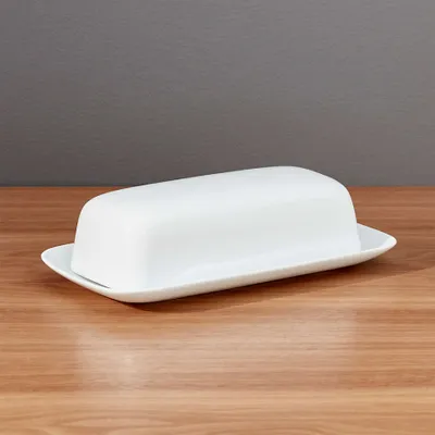White Porcelain Covered Butter Dish