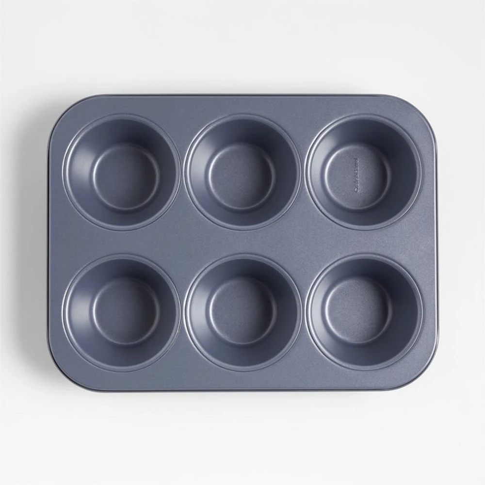 Crate & Barrel Slate Blue 6-Cup Jumbo Muffin Pan