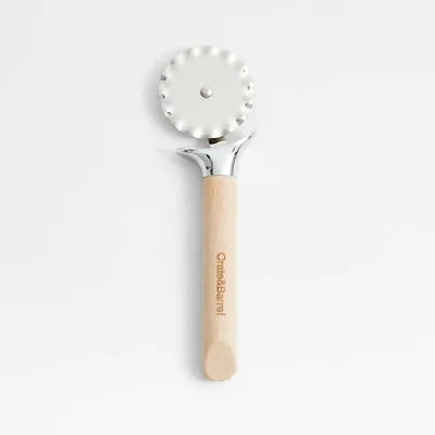 Crate & Barrel Fluted Pastry Cutter Wheel with Beechwood Handle