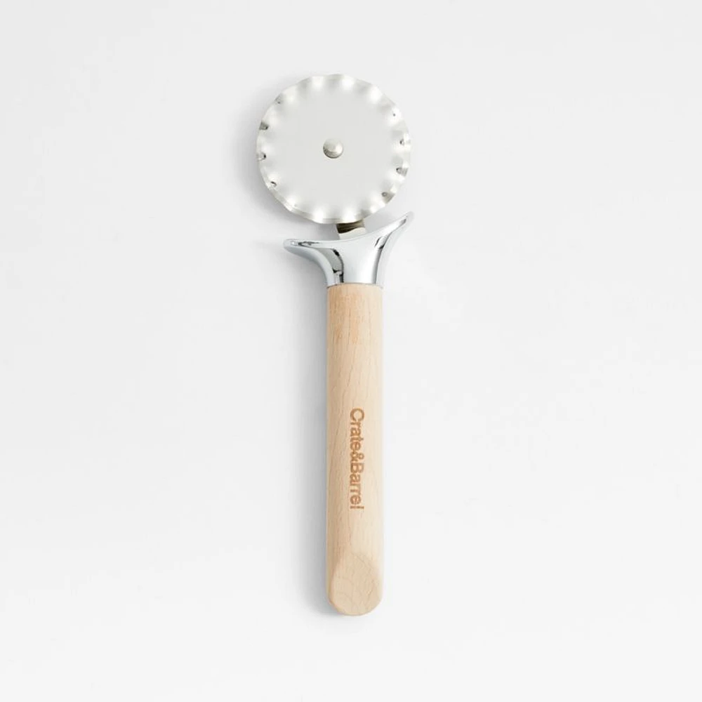 Crate & Barrel Fluted Pastry Cutter Wheel with Beechwood Handle