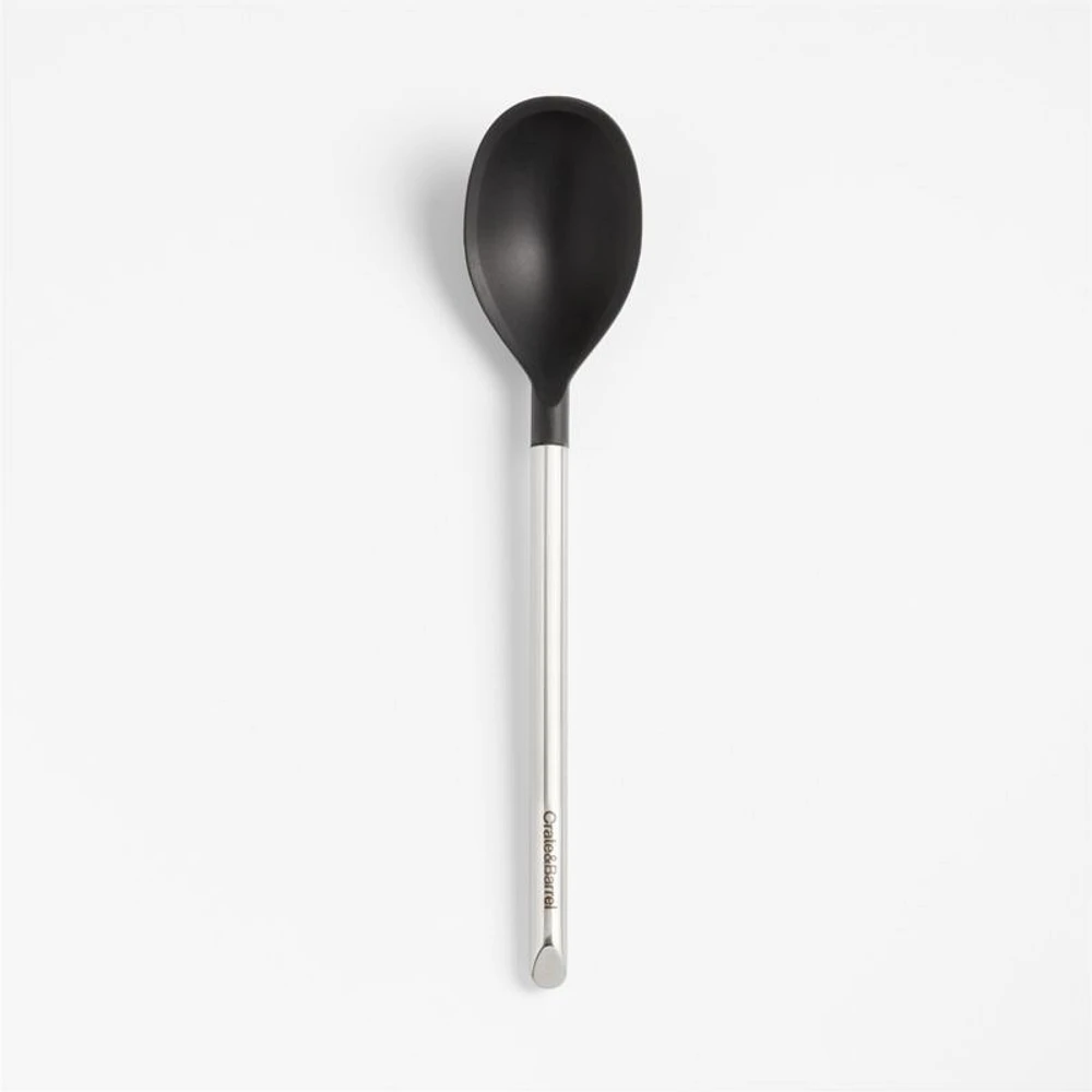 Crate & Barrel Black Silicone and Stainless Steel Deep Spoon