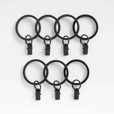 Matte Black Curtain Rings, Set of 7