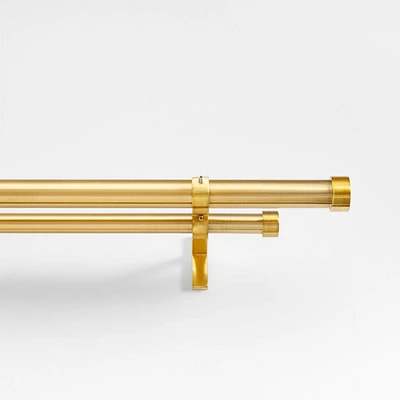 Brass 1" Double Curtain Rod and End Cap Finials Set 48"-88"