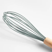 Crate & Barrel Deep Sage Green Silicone and Wood 12" Whisk