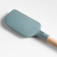 Crate & Barrel Deep Sage Green Silicone and Wood Scraper Spatula