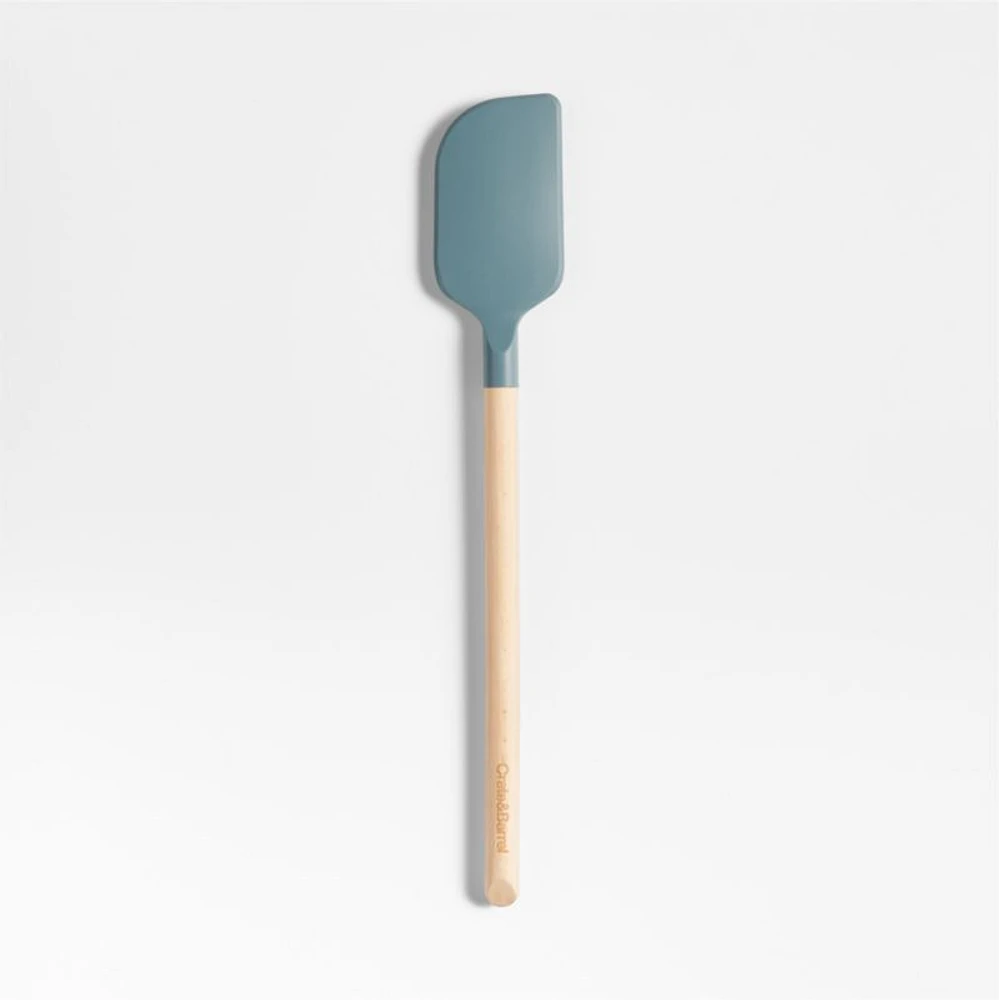 Crate & Barrel Deep Sage Green Silicone and Wood Scraper Spatula