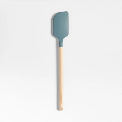 Crate & Barrel Deep Sage Green Silicone and Wood Scraper Spatula