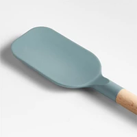 Crate & Barrel Deep Sage Green Silicone and Wood Spoonula
