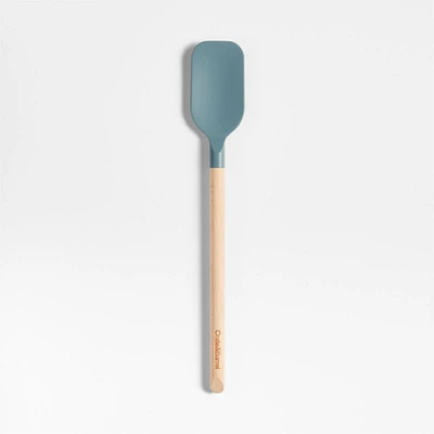 Crate & Barrel Deep Sage Green Silicone and Wood Spoonula