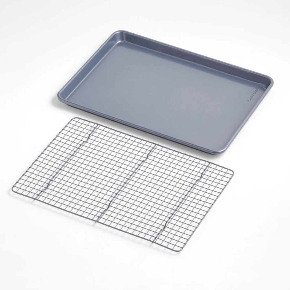 Crate & Barrel Slate Blue Baking Sheet and Cooling Rack Set