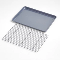 Crate & Barrel Slate Blue Baking Sheet and Cooling Rack Set