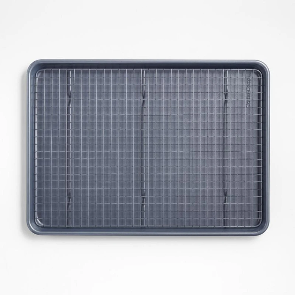 Crate & Barrel Slate Blue Baking Sheet and Cooling Rack Set